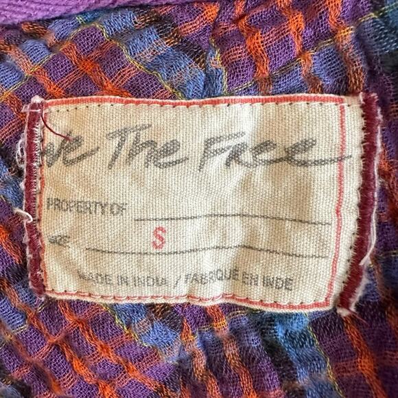 Free People Oversized Bohemian Grunge Fall Cardiff Plaid Swing Top Shirt Small - Picture 12 of 14